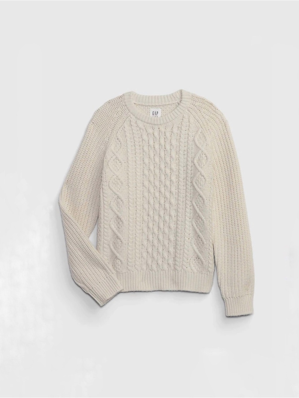 GAP Kids | Cream Cable-Knit Crewneck Sweater, Size XL (12-13)